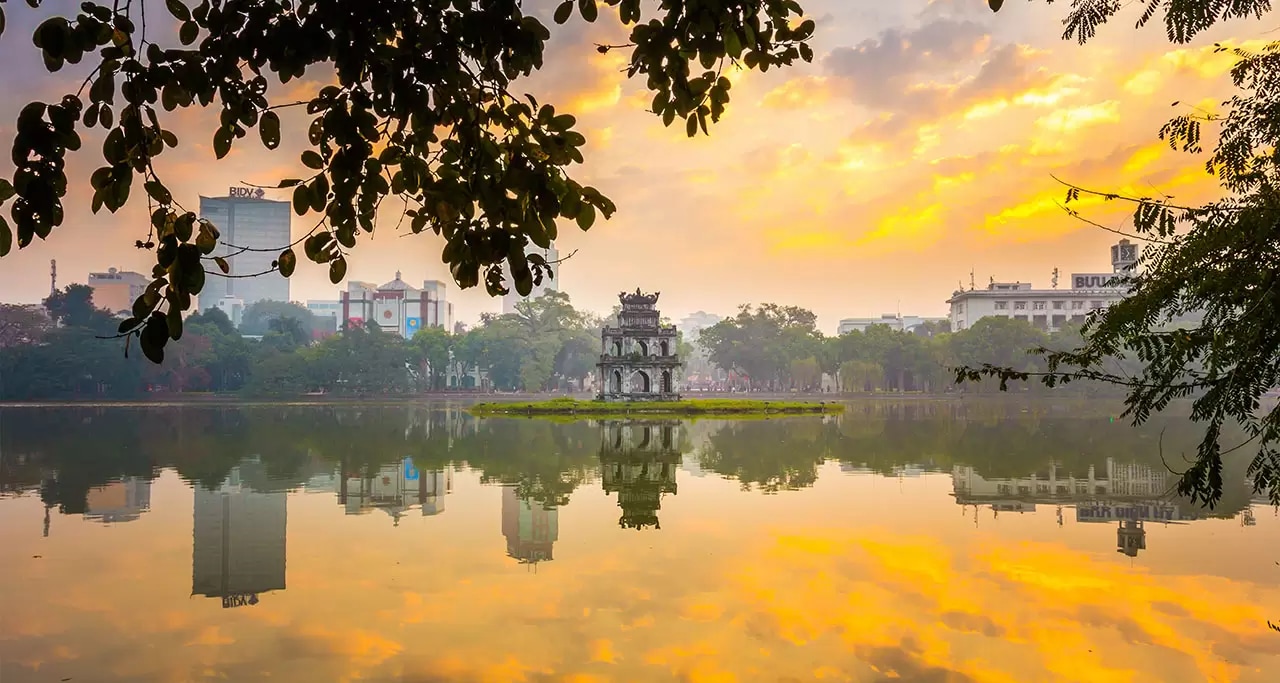 Hoan Kiem Lake is a peaceful cultural landmark in the heart of Hanoi, known for its scenic beauty and legendary tales